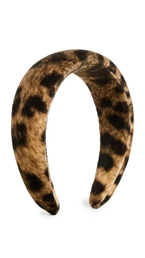 Loeffler Randall Women's Bellamy Velvet Oversized Headband, Leopard, Brown, Print, 1 Count