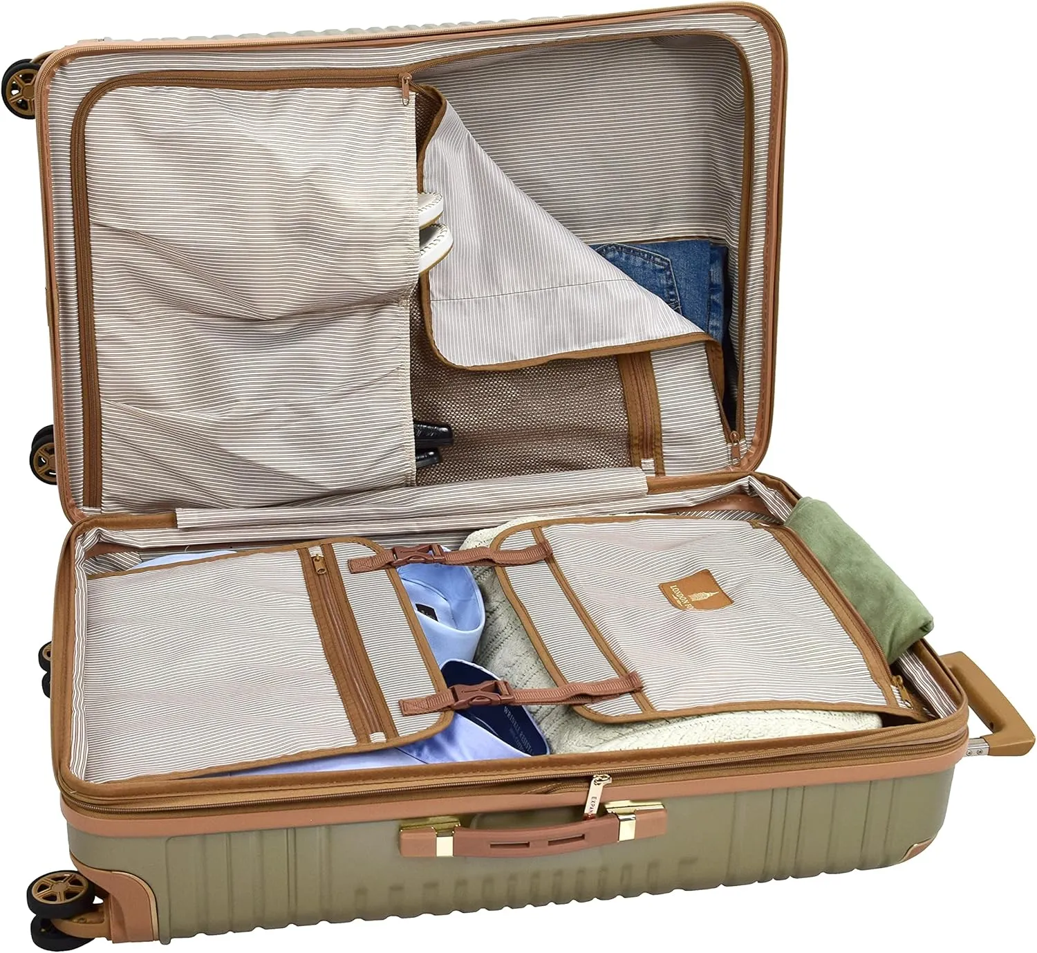 London Fog Chelsea Expandable Spinner, Champagne, Carry-On 20-Inch