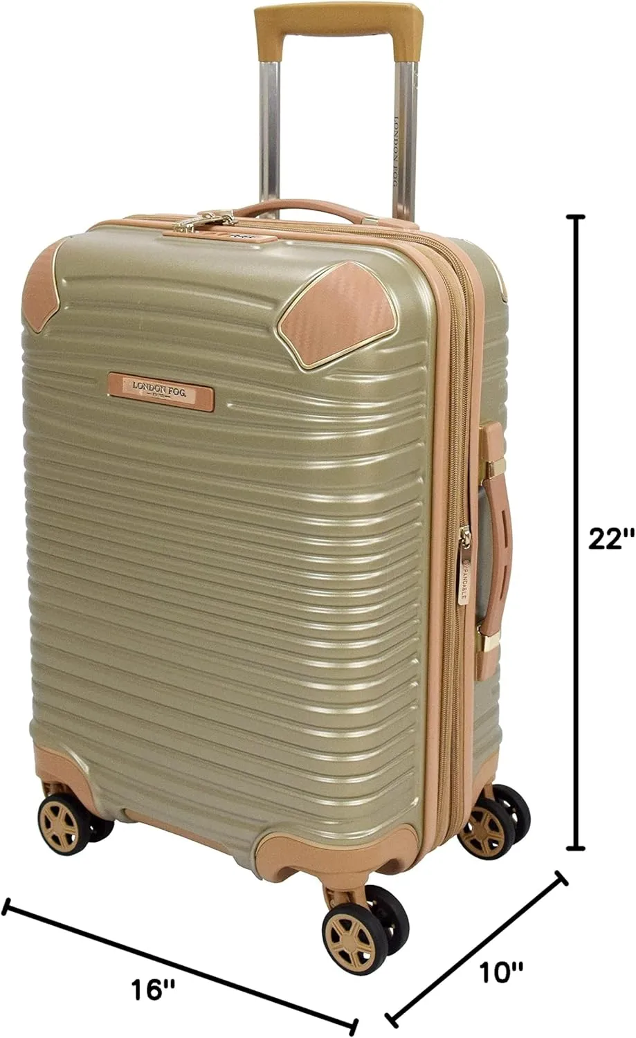 London Fog Chelsea Expandable Spinner, Champagne, Carry-On 20-Inch