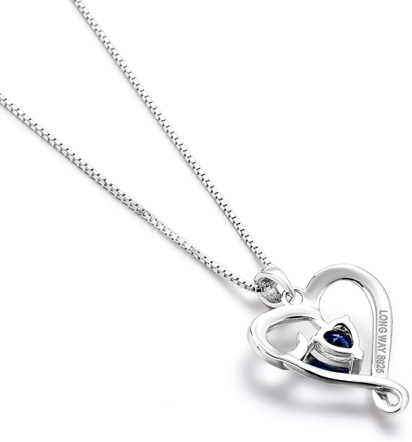 Long Way Mother's Birthday Gift I Love You Mom S925 Sterling Silver Heart Pendant Necklace