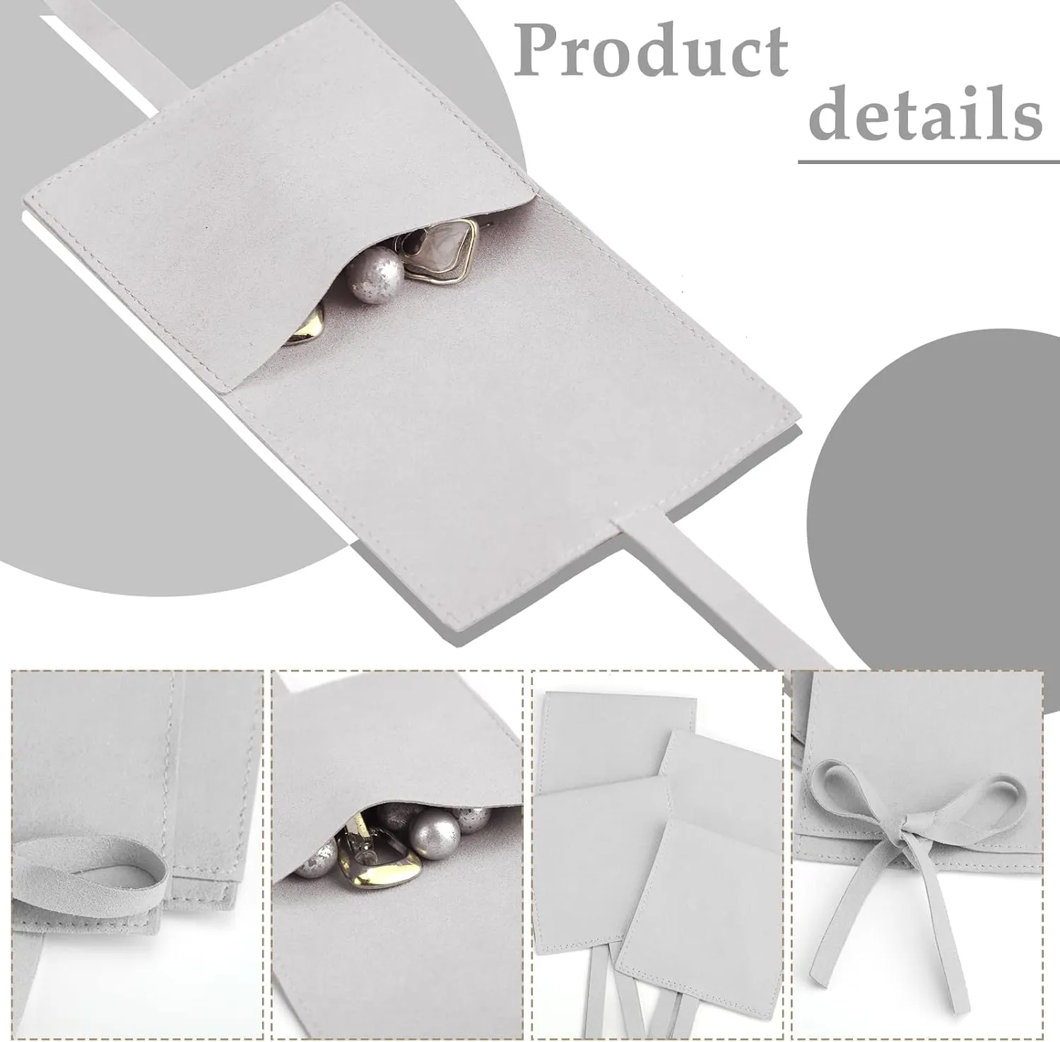 Lothee 40 Pcs Microfiber Jewelry Pouch 8x8 cm Jewelry Packaging Luxury Small Gift Bags Bow Tie Microfiber Bag for Bracelet Necklace Packaging,Envelope Style with String and Divider(Mix Color)