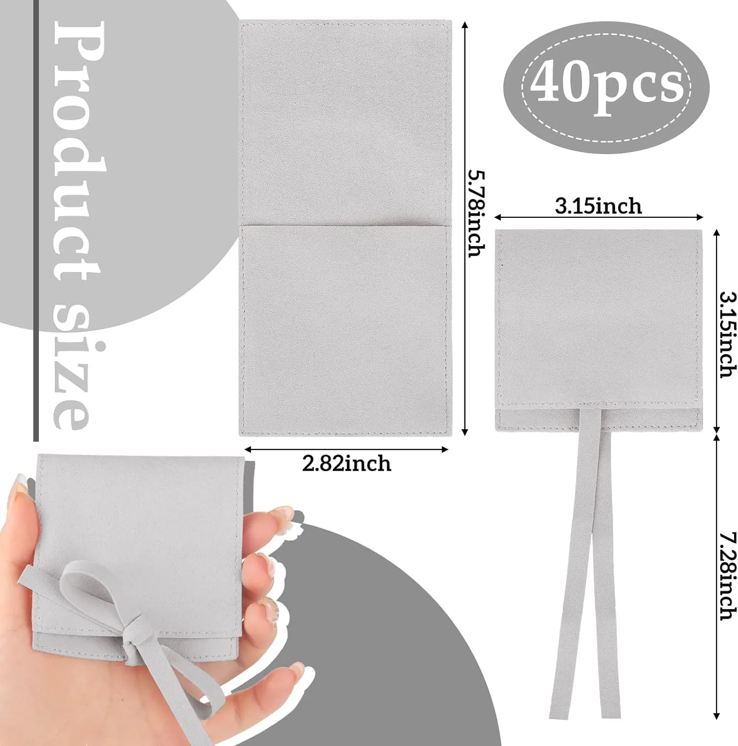 Lothee 40 Pcs Microfiber Jewelry Pouch 8x8 cm Jewelry Packaging Luxury Small Gift Bags Bow Tie Microfiber Bag for Bracelet Necklace Packaging,Envelope Style with String and Divider(Mix Color)