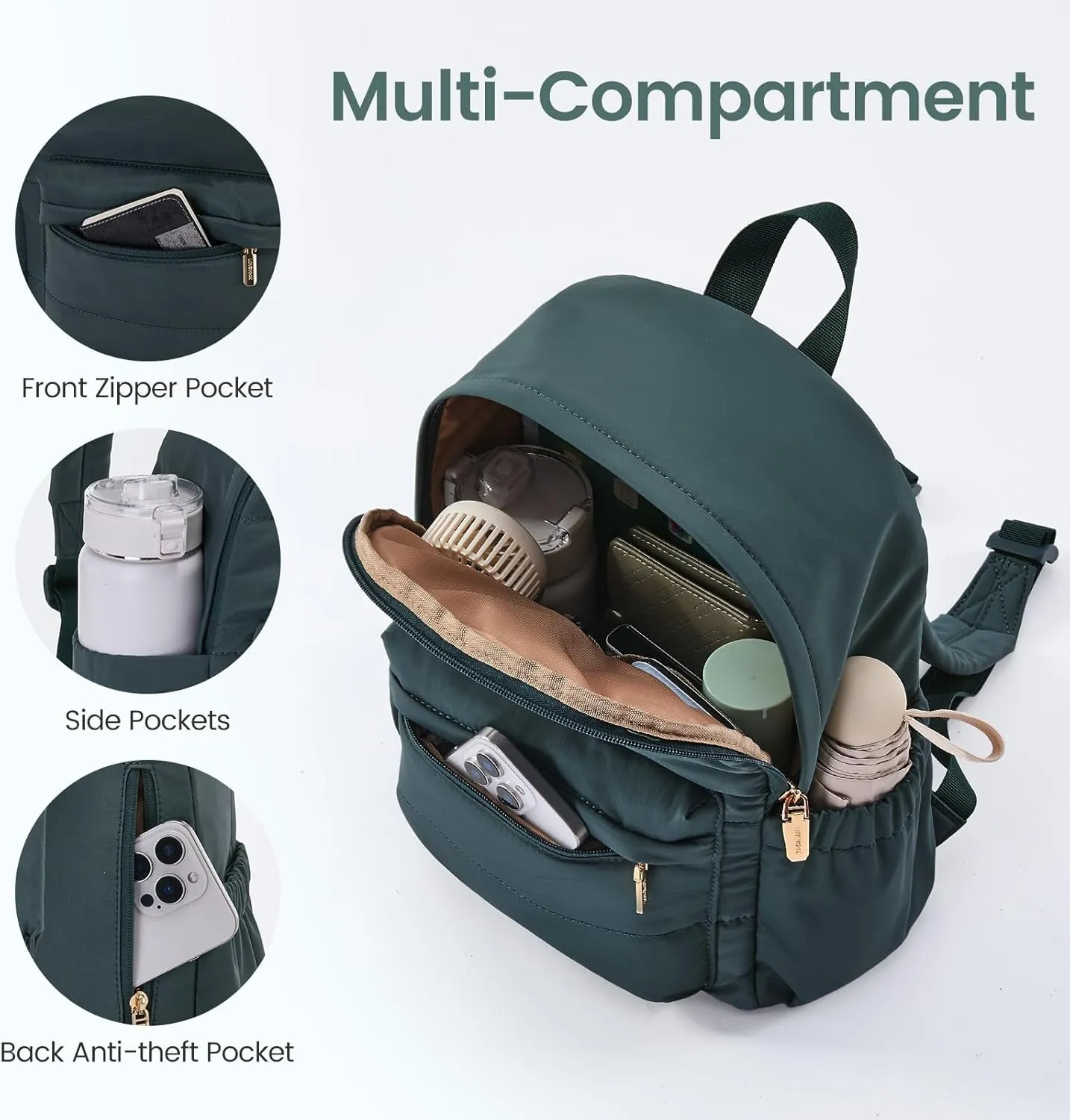 LOVEVOOK Mini Backpack Purse for Women, Small Lightweight Backpack, Casual Daily Daypack Purse for Women, Cute bag with Anti-theft Pocket-Teal