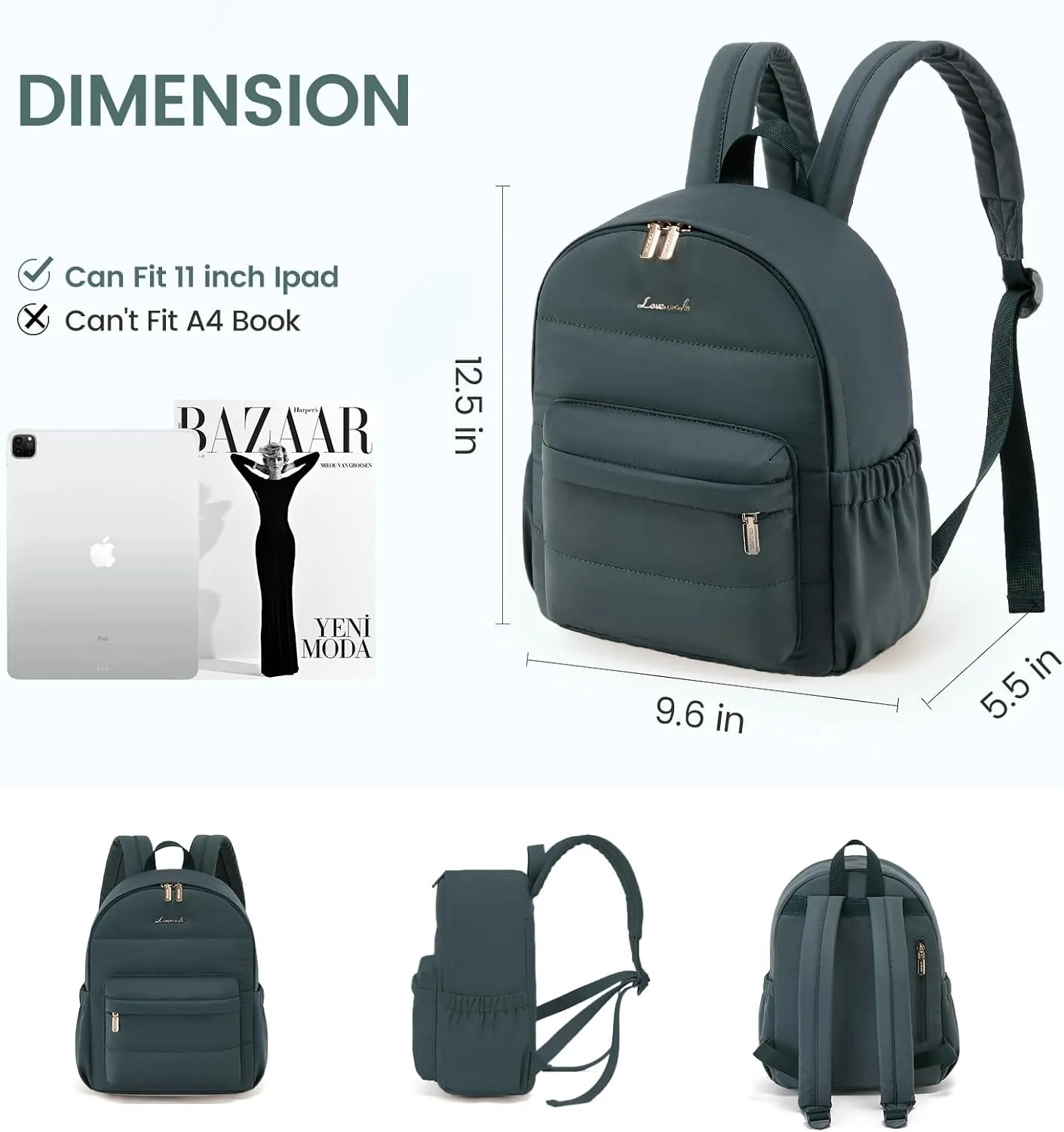 LOVEVOOK Mini Backpack Purse for Women, Small Lightweight Backpack, Casual Daily Daypack Purse for Women, Cute bag with Anti-theft Pocket-Teal