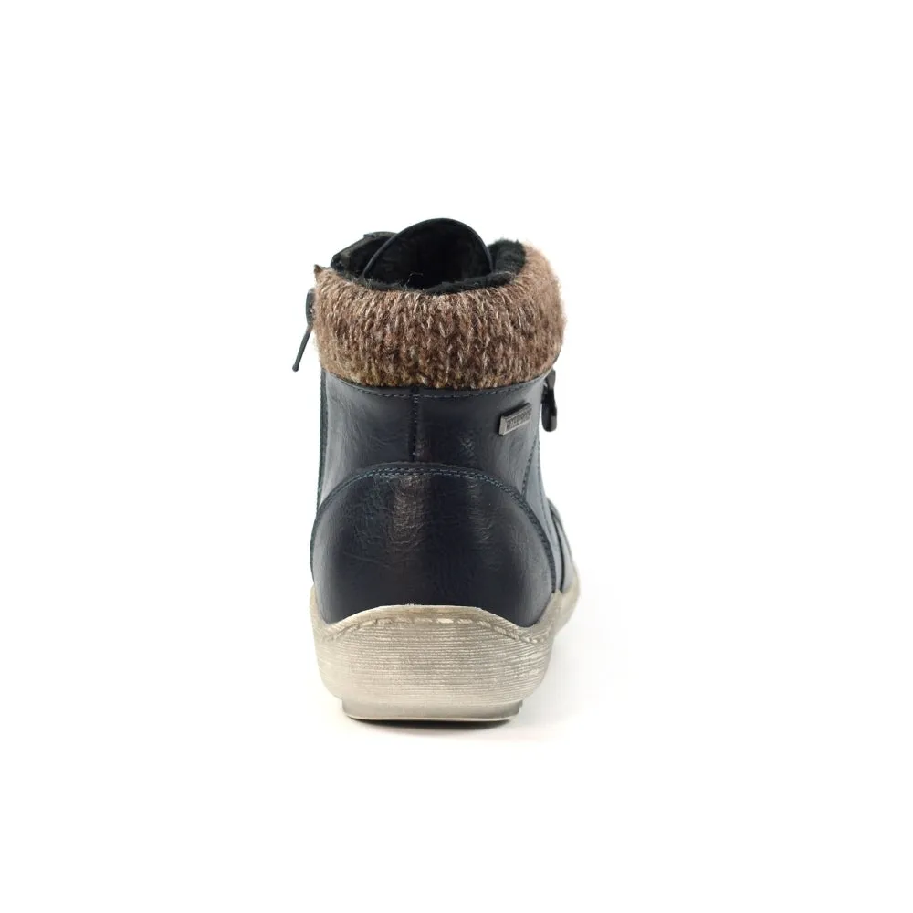 Lunar Bevin Women's Waterproof Lace Up/Zip Ankle Boot Navy