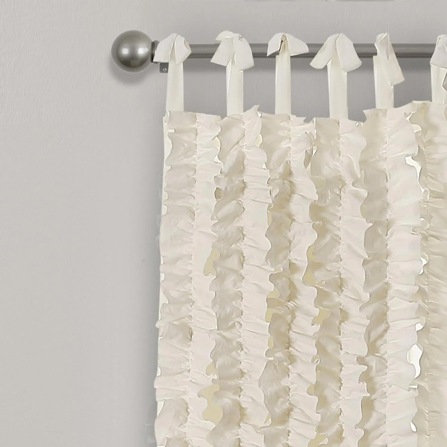Lush Decor, Ivory Sophia Ruffle Curtain | Textured Window Panel Set for Living, Dining Room, Bedroom (Pair), 84” x 40, 84" x 40" 16T002476