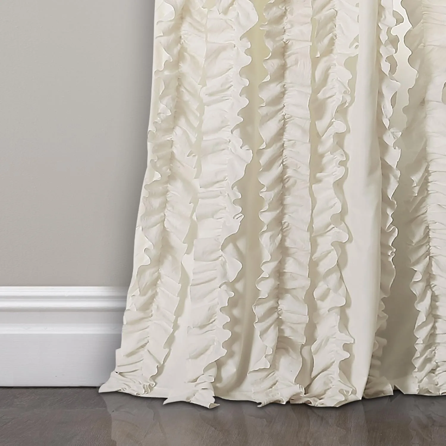 Lush Decor, Ivory Sophia Ruffle Curtain | Textured Window Panel Set for Living, Dining Room, Bedroom (Pair), 84” x 40, 84" x 40" 16T002476