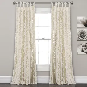 Lush Decor, Ivory Sophia Ruffle Curtain | Textured Window Panel Set for Living, Dining Room, Bedroom (Pair), 84” x 40, 84" x 40" 16T002476