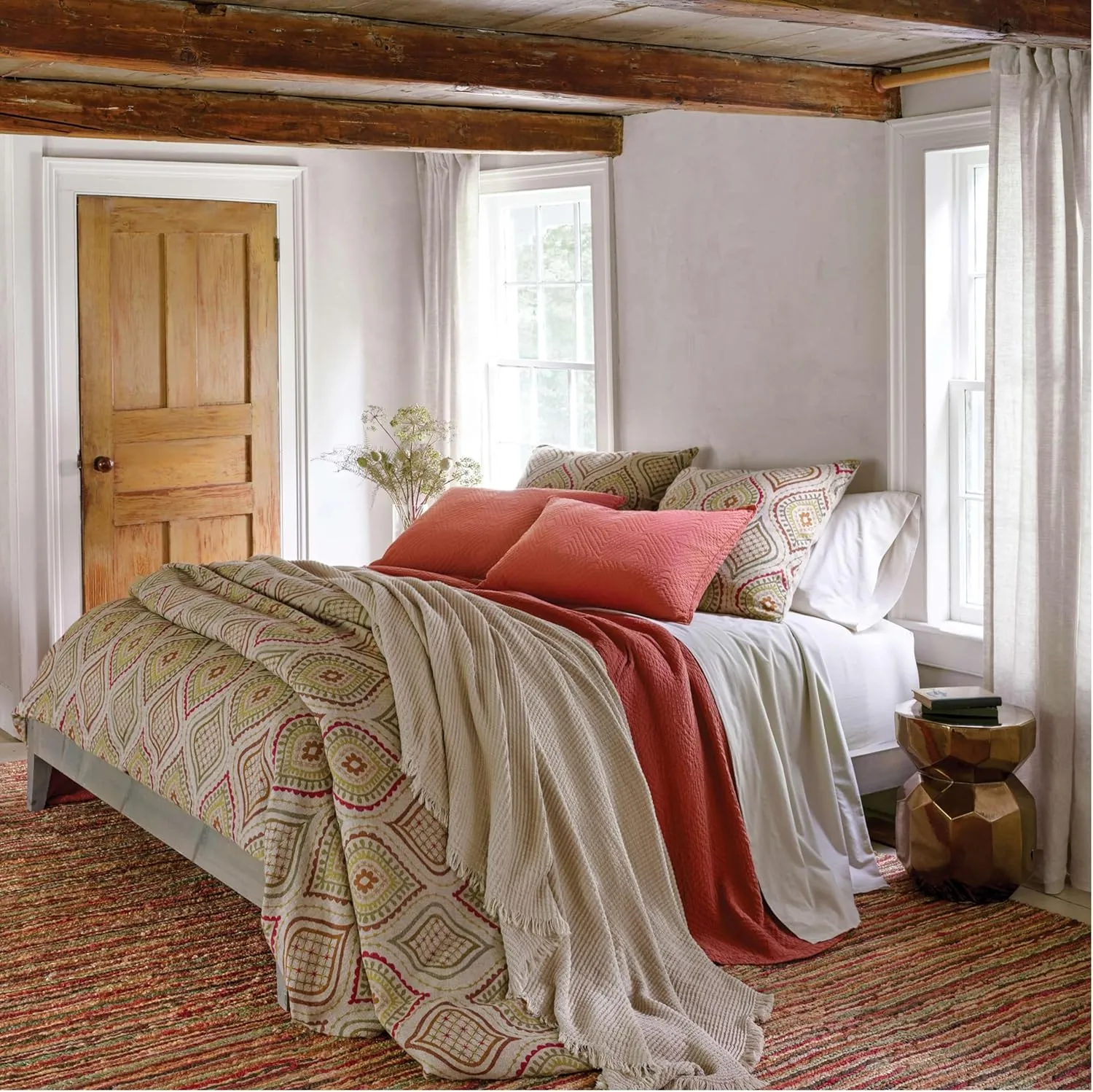 Lush Linen Natural Curtain Panel, 55" W x 108" L, Neutral Solid Pattern