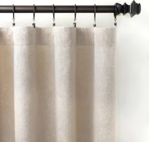 Lush Linen Natural Curtain Panel, 55" W x 108" L, Neutral Solid Pattern