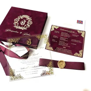 Luxurious Velvet Wedding Invitation Set