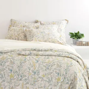 Macie Blue/Green Duvet Cover, Full/Queen Size, Green Floral Pattern