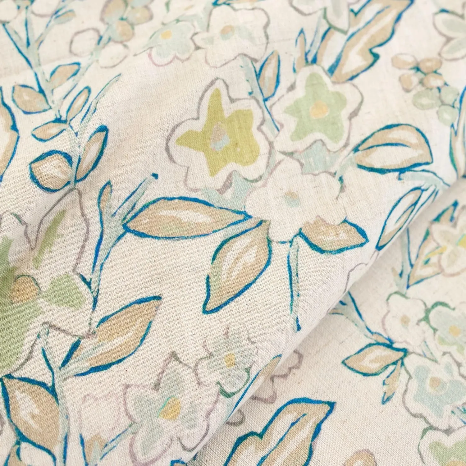 Macie Blue/Green Duvet Cover, Full/Queen Size, Green Floral Pattern