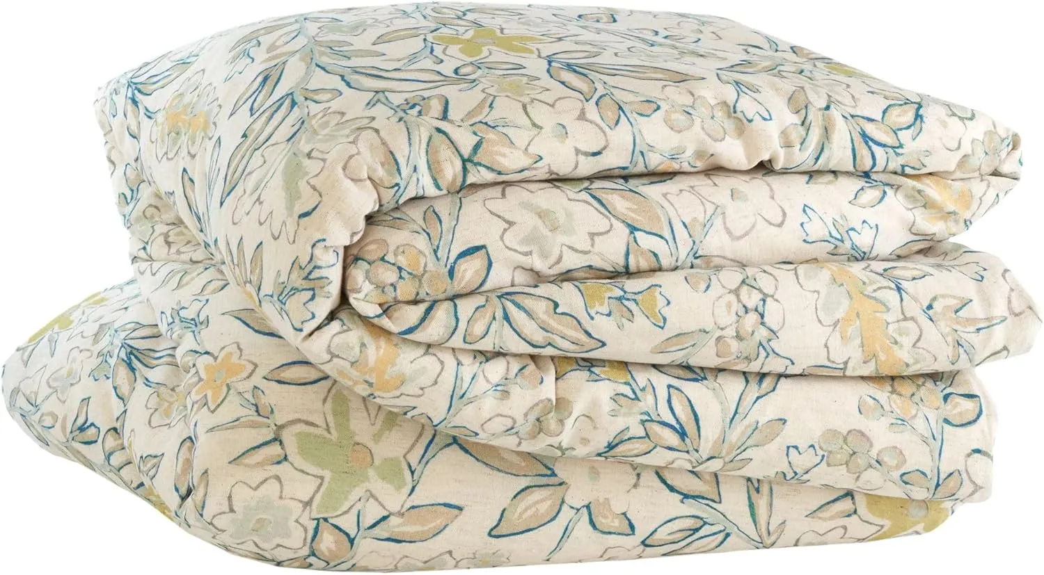 Macie Blue/Green Duvet Cover, Full/Queen Size, Green Floral Pattern