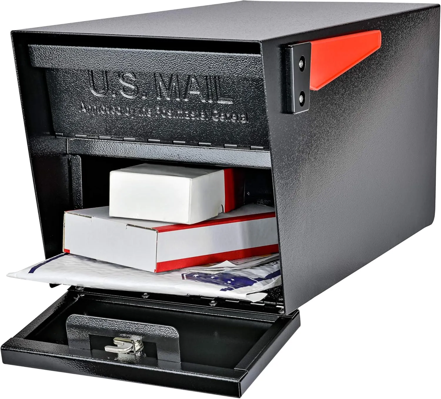 Mail Boss 7506 Mail Manager Curbside Locking Security Mailbox, Black,Large