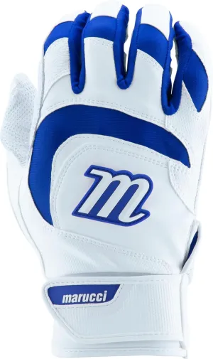 MARUCCI Signature Youth Batting Glove V4, White/Royal Blue, Youth Medium