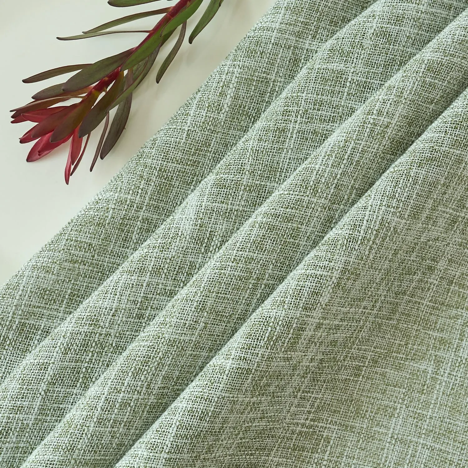 maxmill Flaxy Faux Linen Table Cloth with 2-Tone Slubby Texture Wrinkle Resistant Anti-Shrink Soft Tablecloth for Kitchen Dining Tabletop for Buffet Banquet Parties Rectangle 52 x 70 Inch Sage