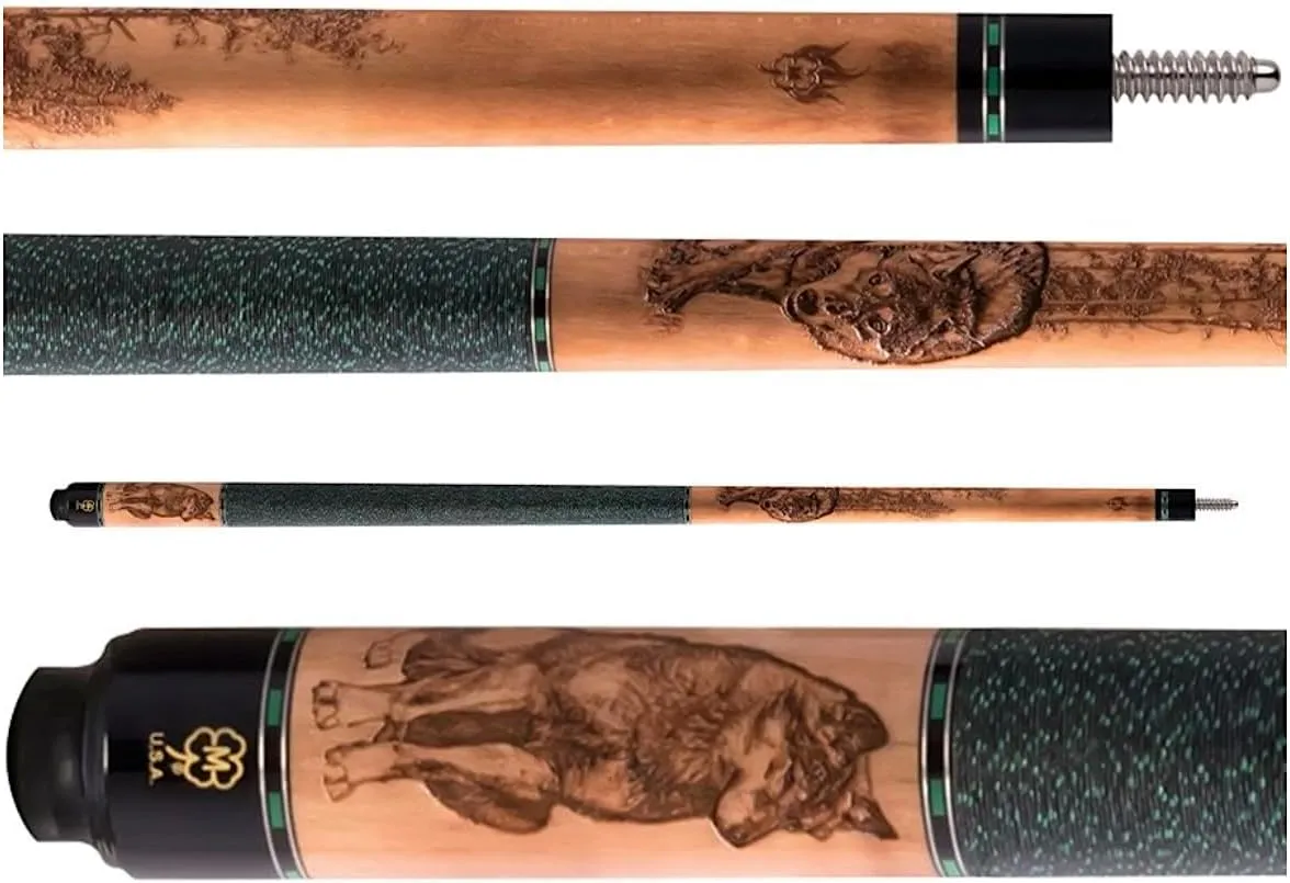 McDermott G338 Etched Wolf 13mm Shaft- Free Q-Wiz