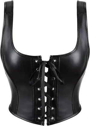 Medieval Goth for Ladies Fall Winter Backless Halter Faux Pleather Bustier Shapewear Body Shaper Women 2025