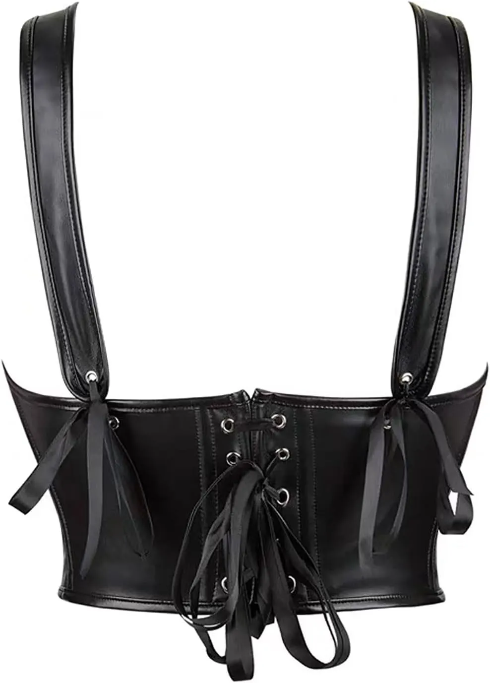 Medieval Goth for Ladies Fall Winter Backless Halter Faux Pleather Bustier Shapewear Body Shaper Women 2025