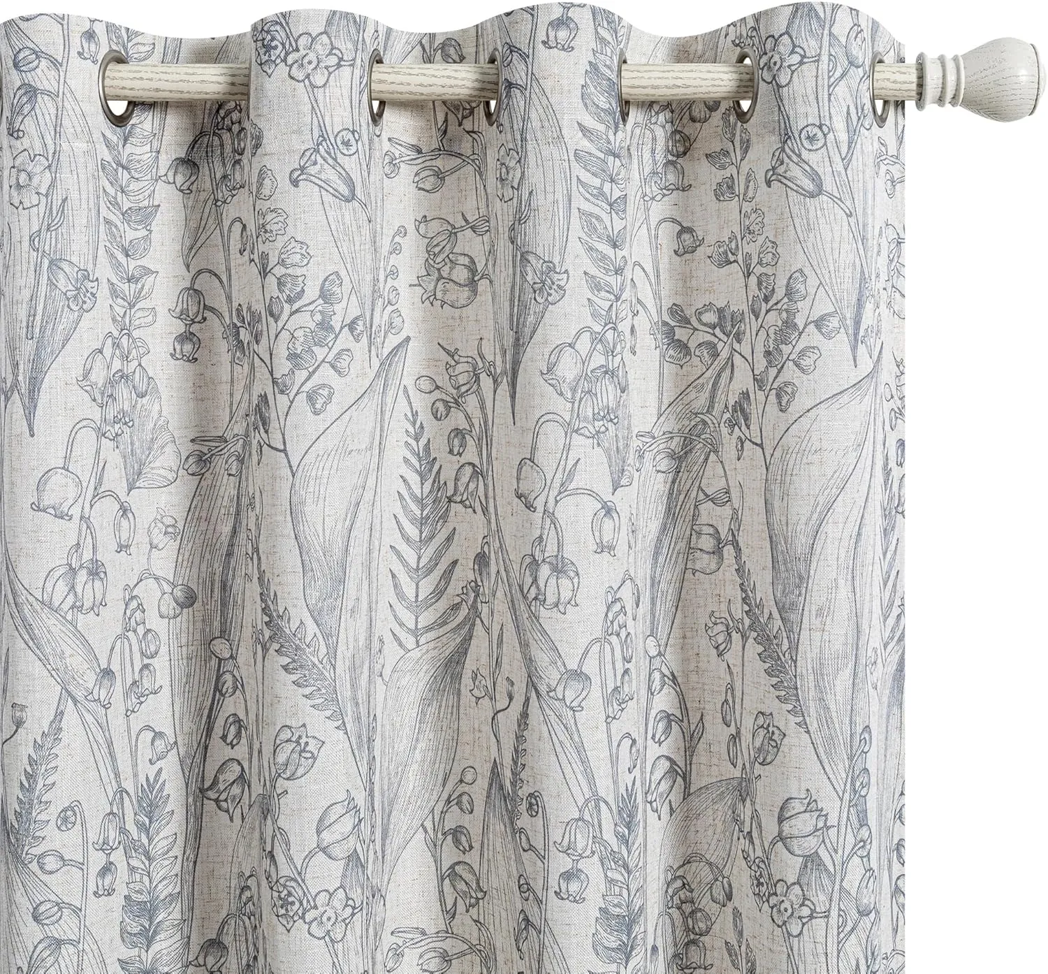 MEETSKY Floral Curtains 84 Inch Length for Living Room Light Grey French Country Curtains & Drapes Light Filtering Windows Grommet Semi Sheer Curtain Set Soft Elegant, 52" x 84", Grey, 2 Panels