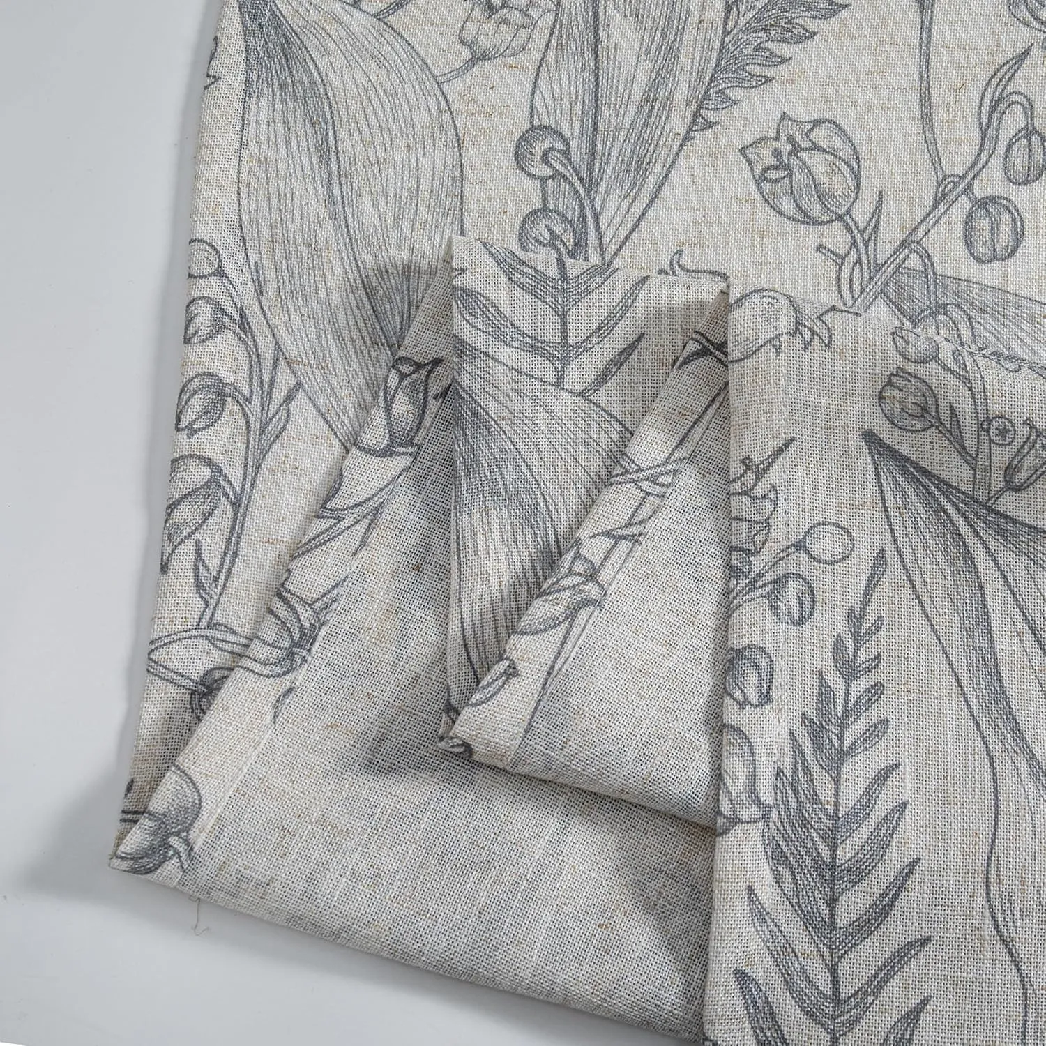 MEETSKY Floral Curtains 84 Inch Length for Living Room Light Grey French Country Curtains & Drapes Light Filtering Windows Grommet Semi Sheer Curtain Set Soft Elegant, 52" x 84", Grey, 2 Panels