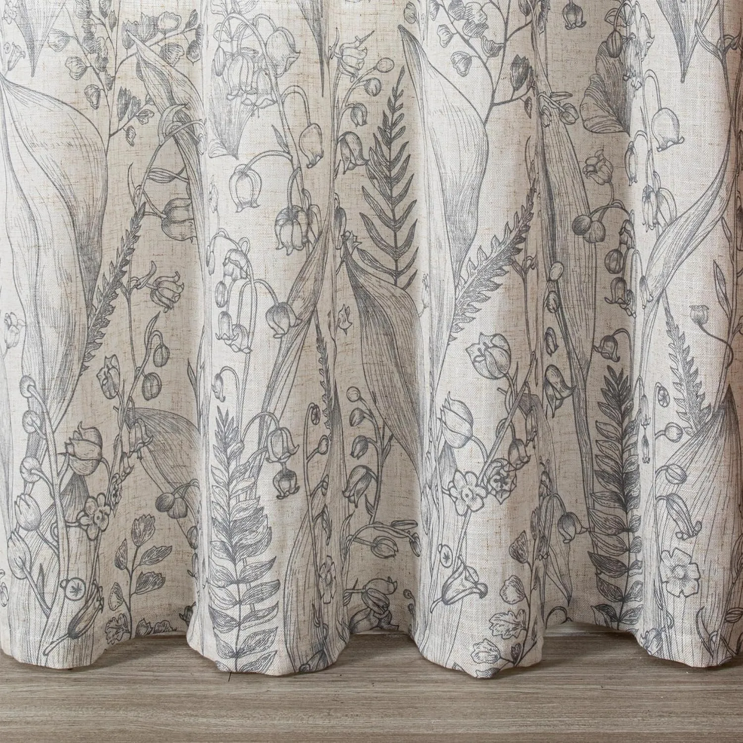 MEETSKY Floral Curtains 84 Inch Length for Living Room Light Grey French Country Curtains & Drapes Light Filtering Windows Grommet Semi Sheer Curtain Set Soft Elegant, 52" x 84", Grey, 2 Panels
