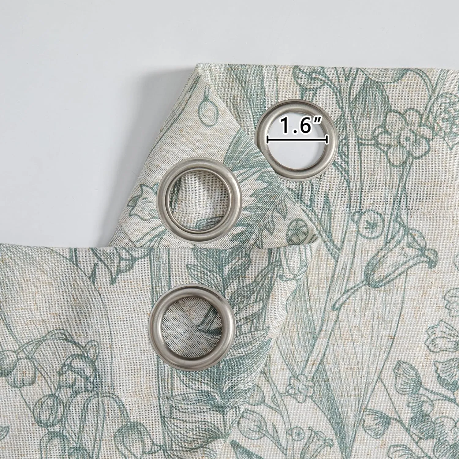 MEETSKY Green Curtains for Bedroom Kitchen Curtain Panels 63 Inch Long Linen Semi Sheer Curtain Plant Light Filtering Printed Window Drapes with Grommet, 2 Panels, 52" x 63", Sage