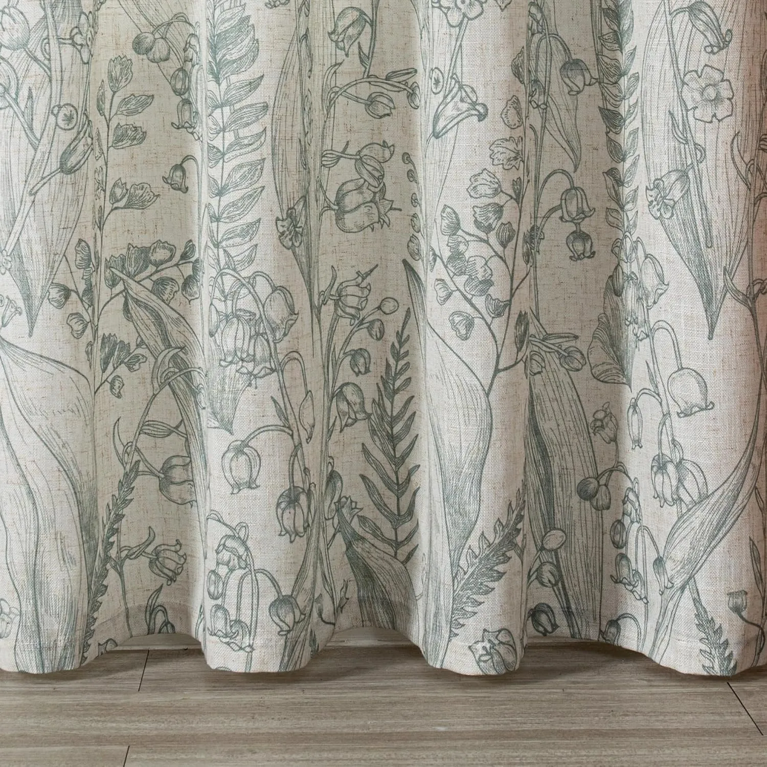 MEETSKY Green Curtains for Bedroom Kitchen Curtain Panels 63 Inch Long Linen Semi Sheer Curtain Plant Light Filtering Printed Window Drapes with Grommet, 2 Panels, 52" x 63", Sage