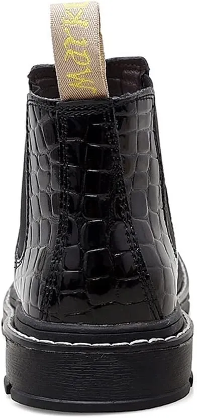Men Chelsea Boots Round Toe Faux Crocodile Print Leather Wearable Non Slip Anti-slip Casual Pull On