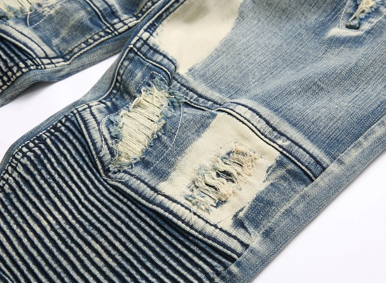 Men Ripped Jeans Fashion Slim Fit Traight Distressed Design Skinny Stretch Comfort Flex Waist Denim Pants