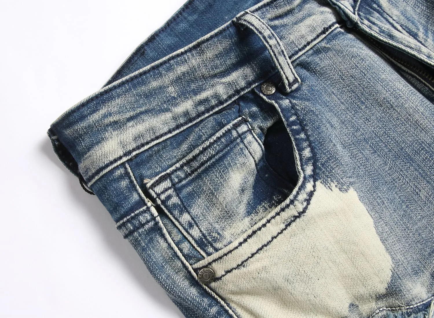 Men Ripped Jeans Fashion Slim Fit Traight Distressed Design Skinny Stretch Comfort Flex Waist Denim Pants