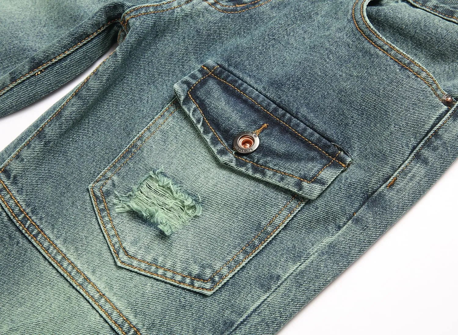 Men Ripped Jeans Fashion Slim Fit Traight Distressed Design Skinny Stretch Comfort Flex Waist Denim Pants
