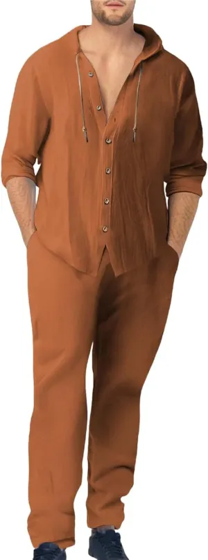 Men's 2 Piece Casual Hooded Suits Outfits for Couples 2025 Summer Beach Vacation Shirts