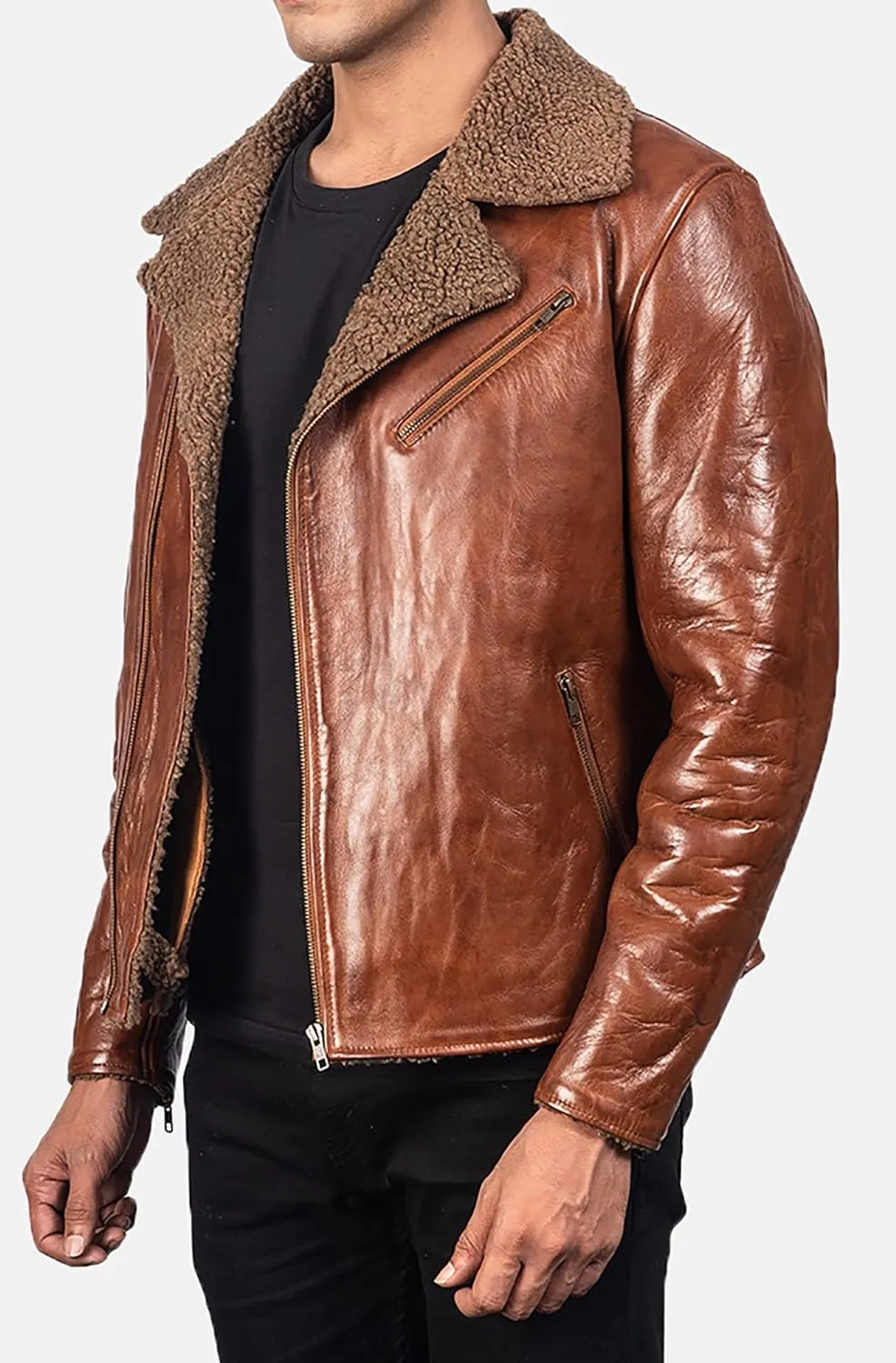 Men's Alberto Shearling Brown Leather Jacket