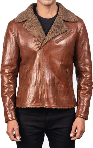 Men's Alberto Shearling Brown Leather Jacket