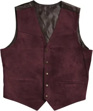 Men's Artificial Suede Leather Suit Vest Casual Cowboy Western Classic Wedding V Neck Waistcoat Vest