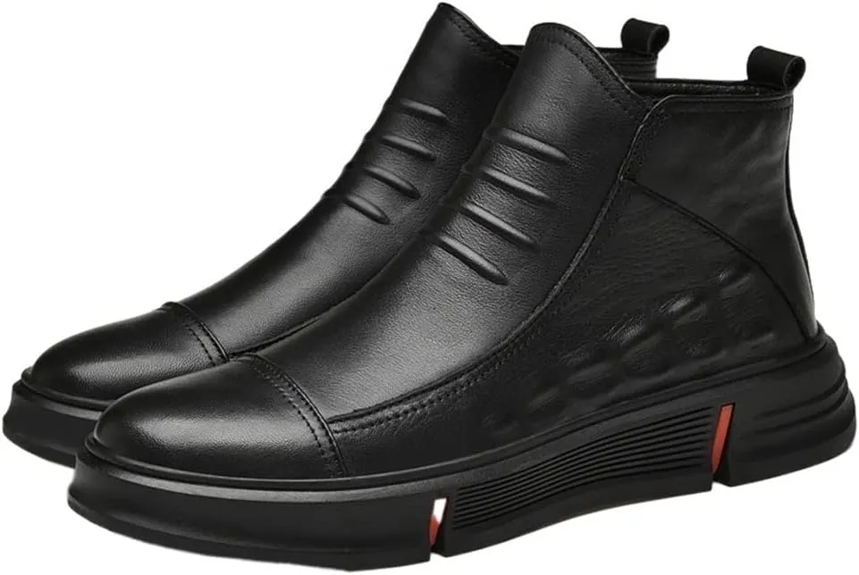 Men's Chelsea Boots Round Toe Faux Crocodile Print Leather Anti-slip Non Waterproof Fashion Slip On