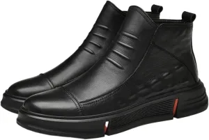 Men's Chelsea Boots Round Toe Faux Crocodile Print Leather Anti-slip Non Waterproof Fashion Slip On