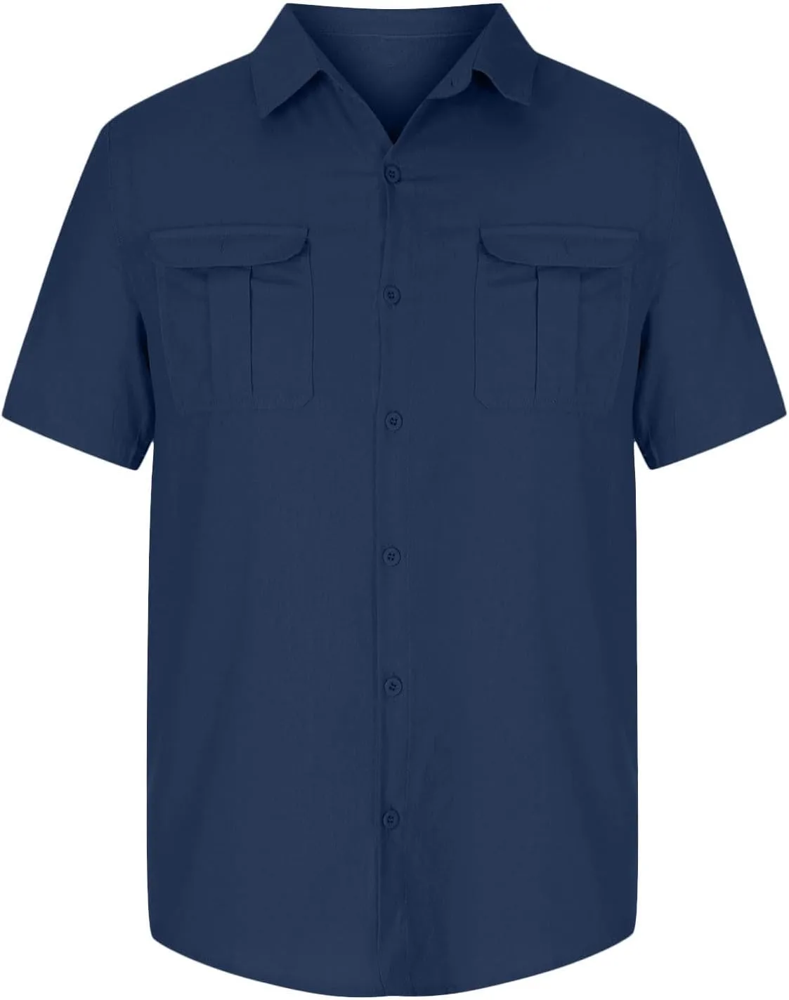 Men's Cotton Linen Tops Summer Solid Short Sleeve Button Down Blouse Casual Fashion Lightweight Shirt with Pockets