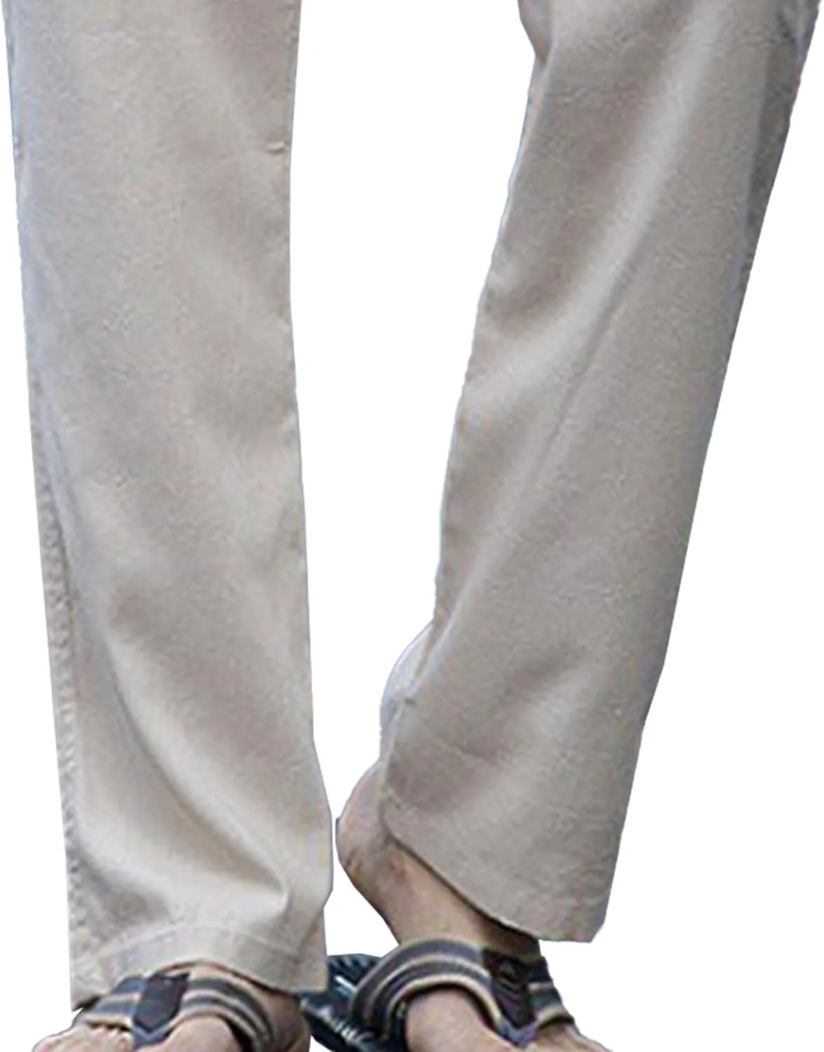 Men's Drawstring Cotton Linen Summer Pants Lightweight Solid Casual Beach Trousers Baggy Straight Leg Basic Pants