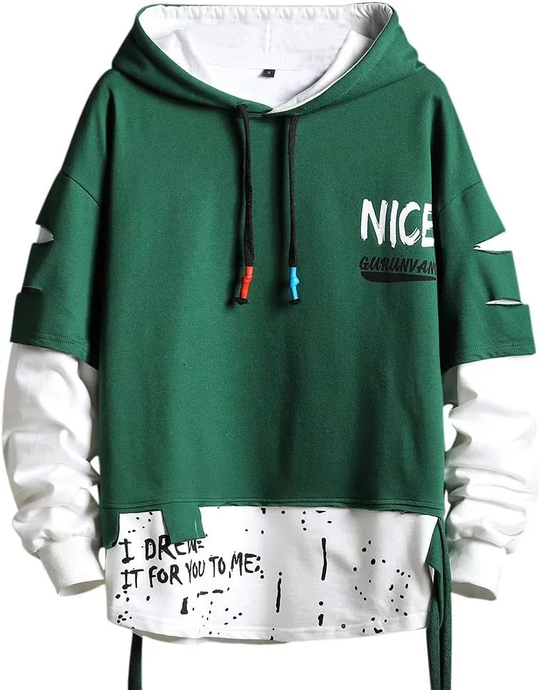 Men's Fashion Trends Hoodies Hip Hop Patchwork Sweater Hoodie Top
