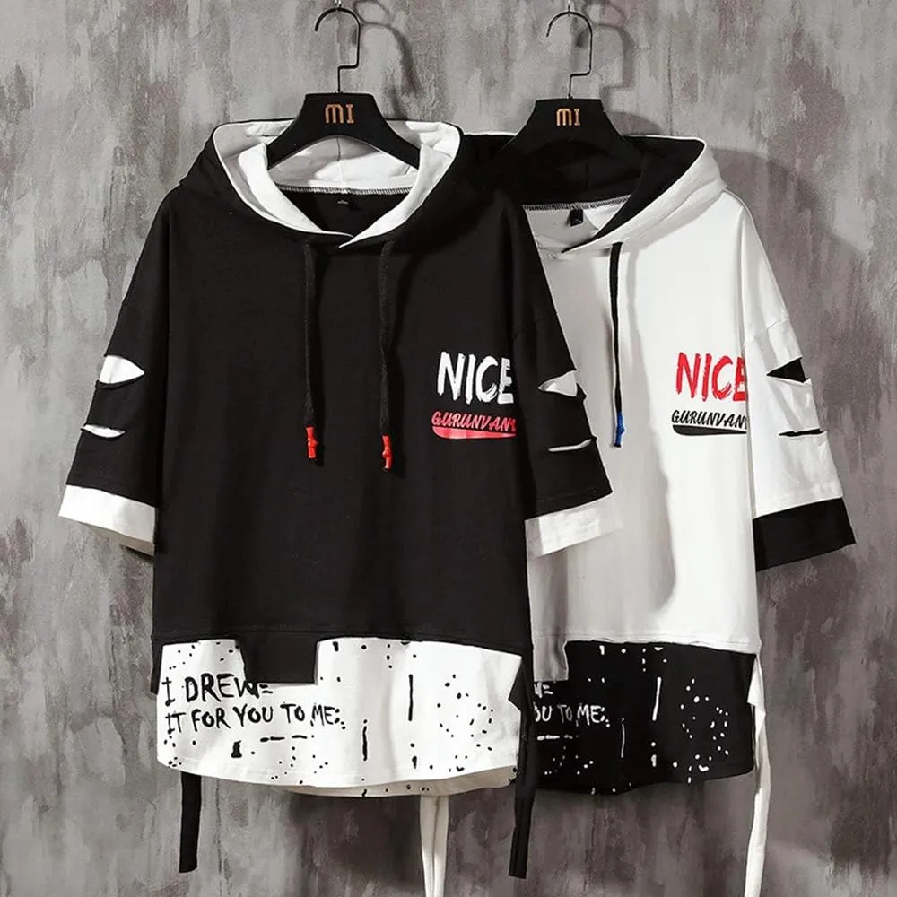 Men's Fashion Trends Hoodies Hip Hop Patchwork Sweater Hoodie Top