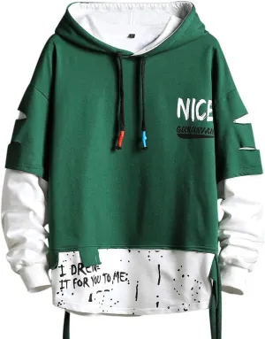 Men's Fashion Trends Hoodies Hip Hop Patchwork Sweater Hoodie Top