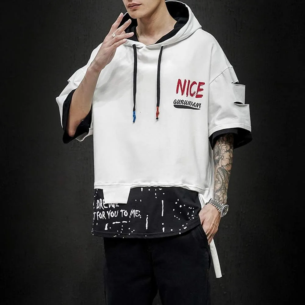 Men's Fashion Trends Hoodies Hip Hop Patchwork Sweater Hoodie Top