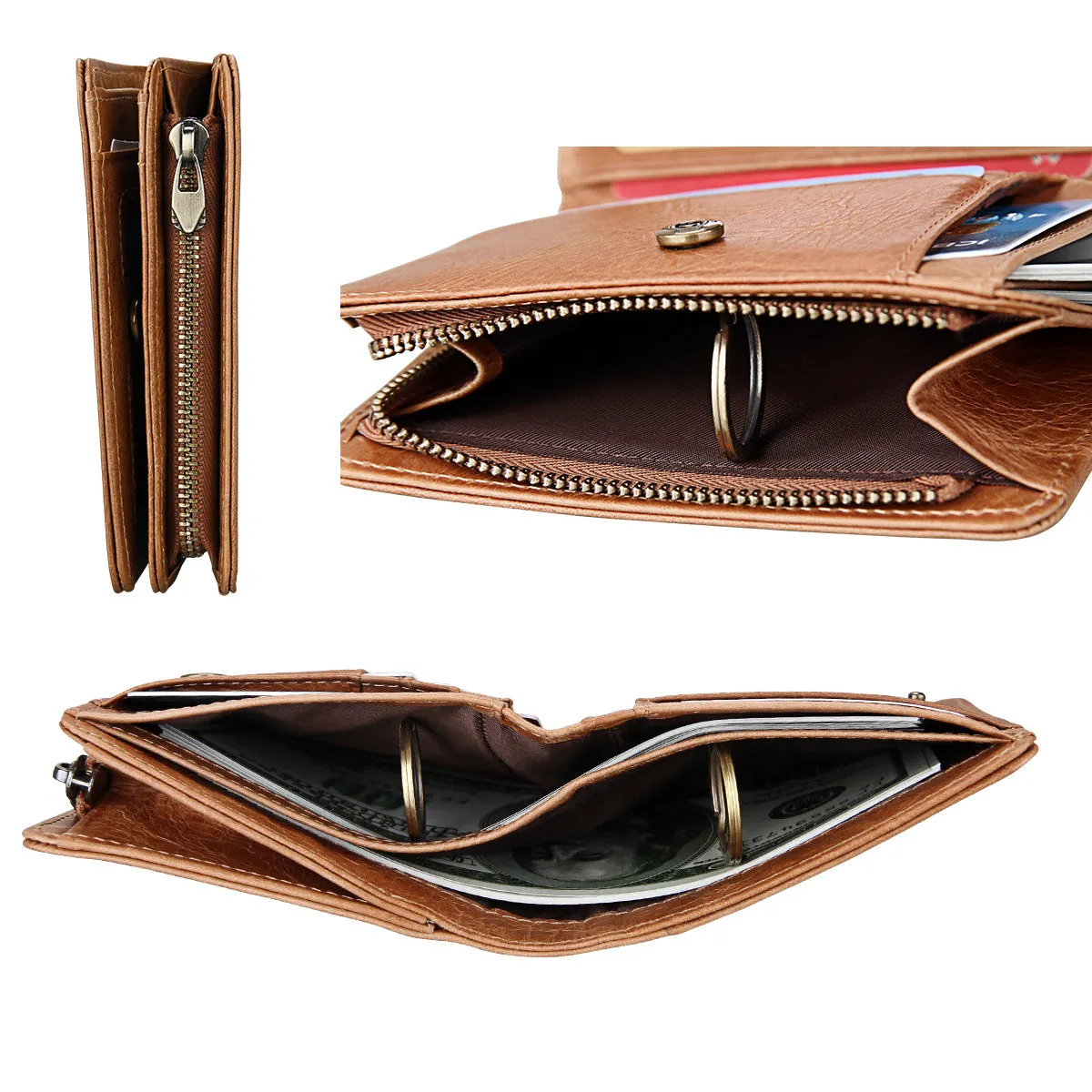 Men's Genuine Leather Crazy Horse Vintage Swiping Men's Wallets