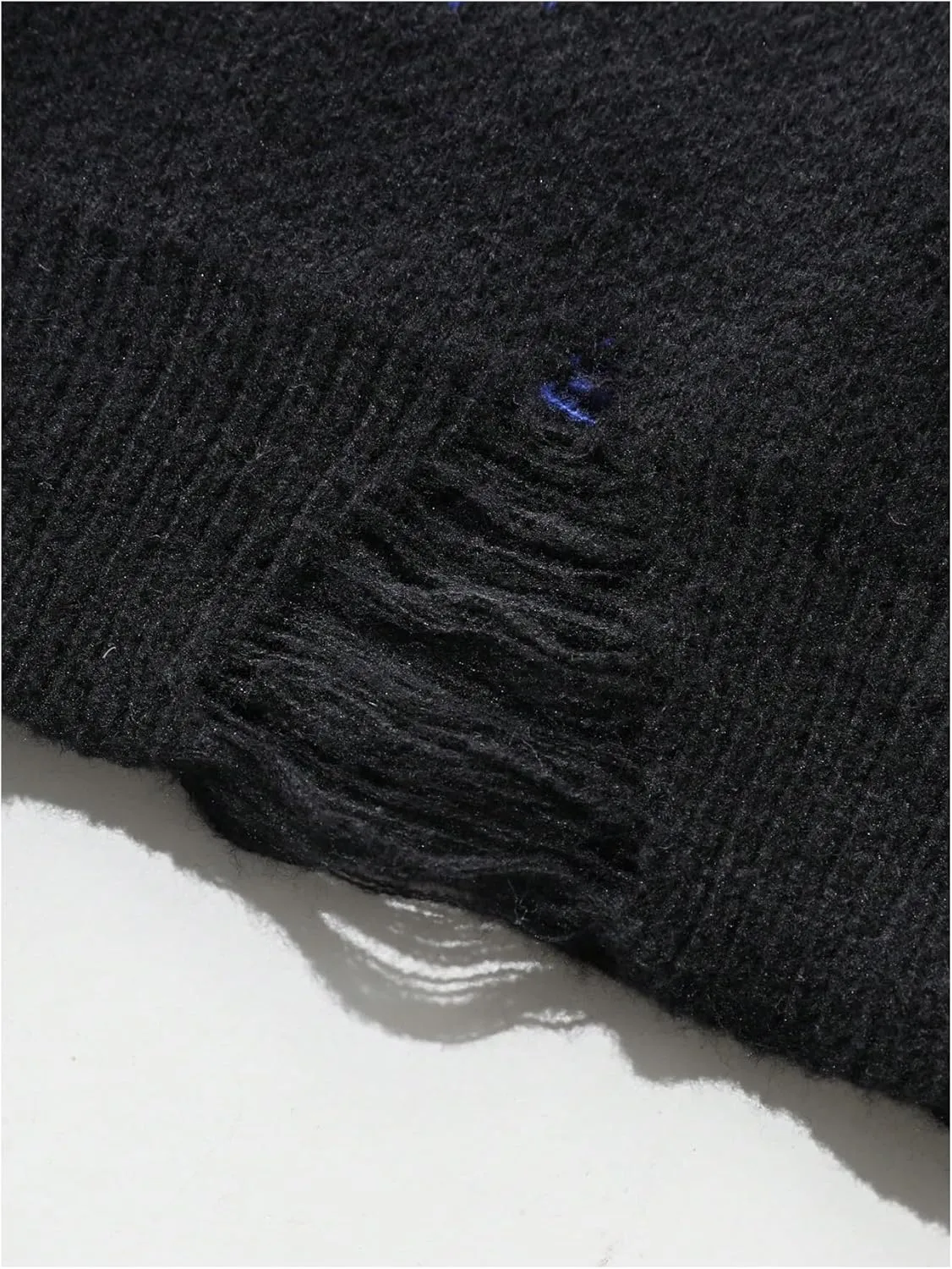 Men's Grunge Sweater Graphic Pattern Goth Punk Sweater Ripped Crewneck Long Sleeve Pullover Sweater