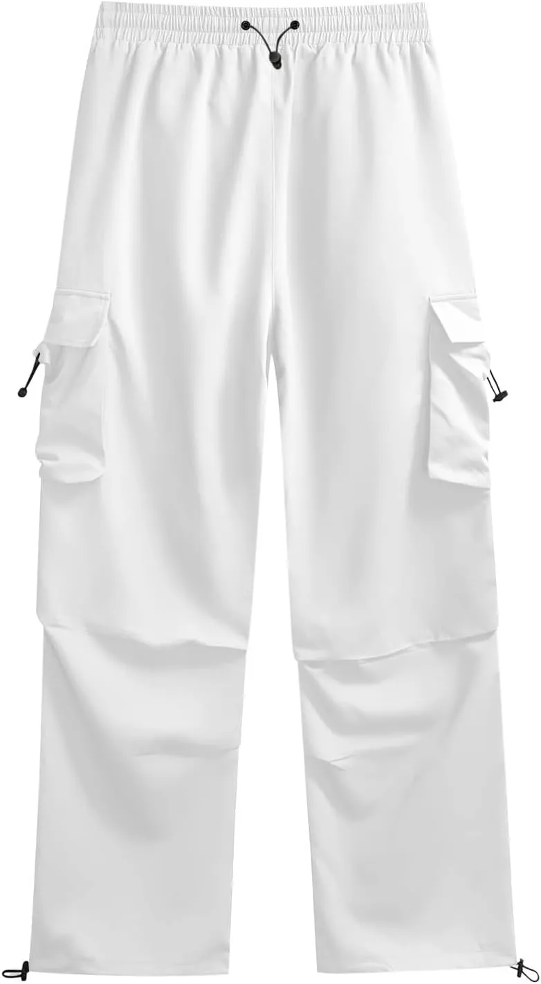 Men's Hip Hop Parachute Jogger Pants Y2K Street Baggy Trousers Rap Hippies Cargo Pants Harem Pants with Pockets