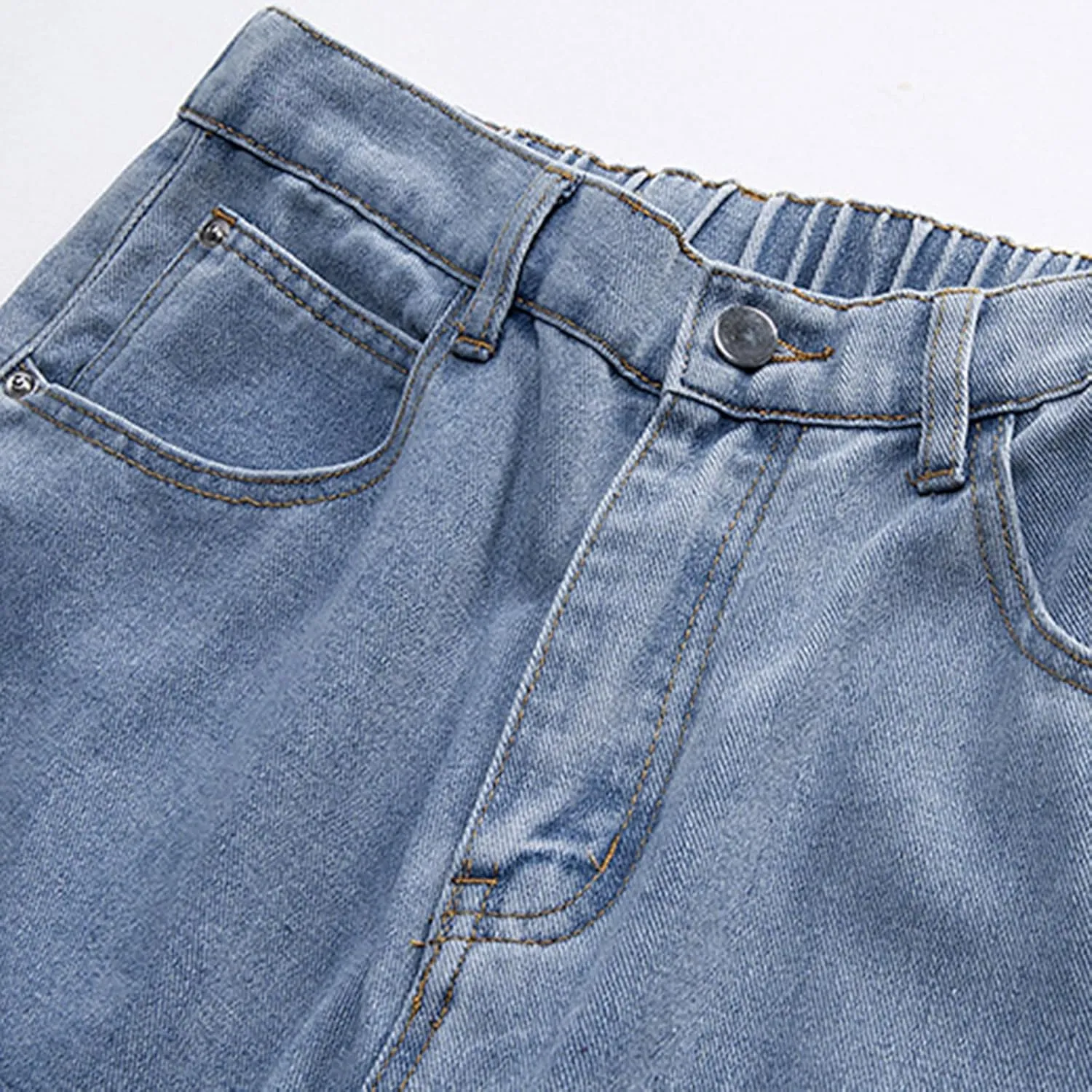 Mens Jeans, Mens Wide Leg Jeans Elastic Waist Baggy Jeans Casual Fashion Drawstring Denim Pants Trousers with Pockets