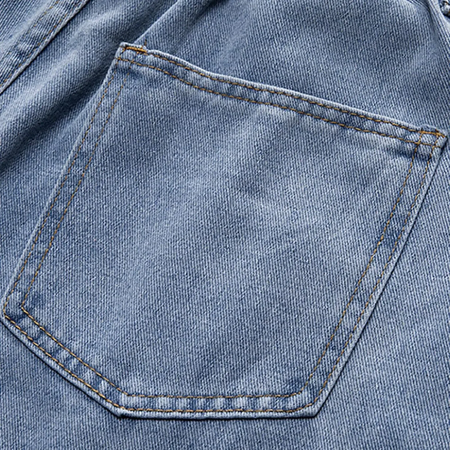 Mens Jeans, Mens Wide Leg Jeans Elastic Waist Baggy Jeans Casual Fashion Drawstring Denim Pants Trousers with Pockets